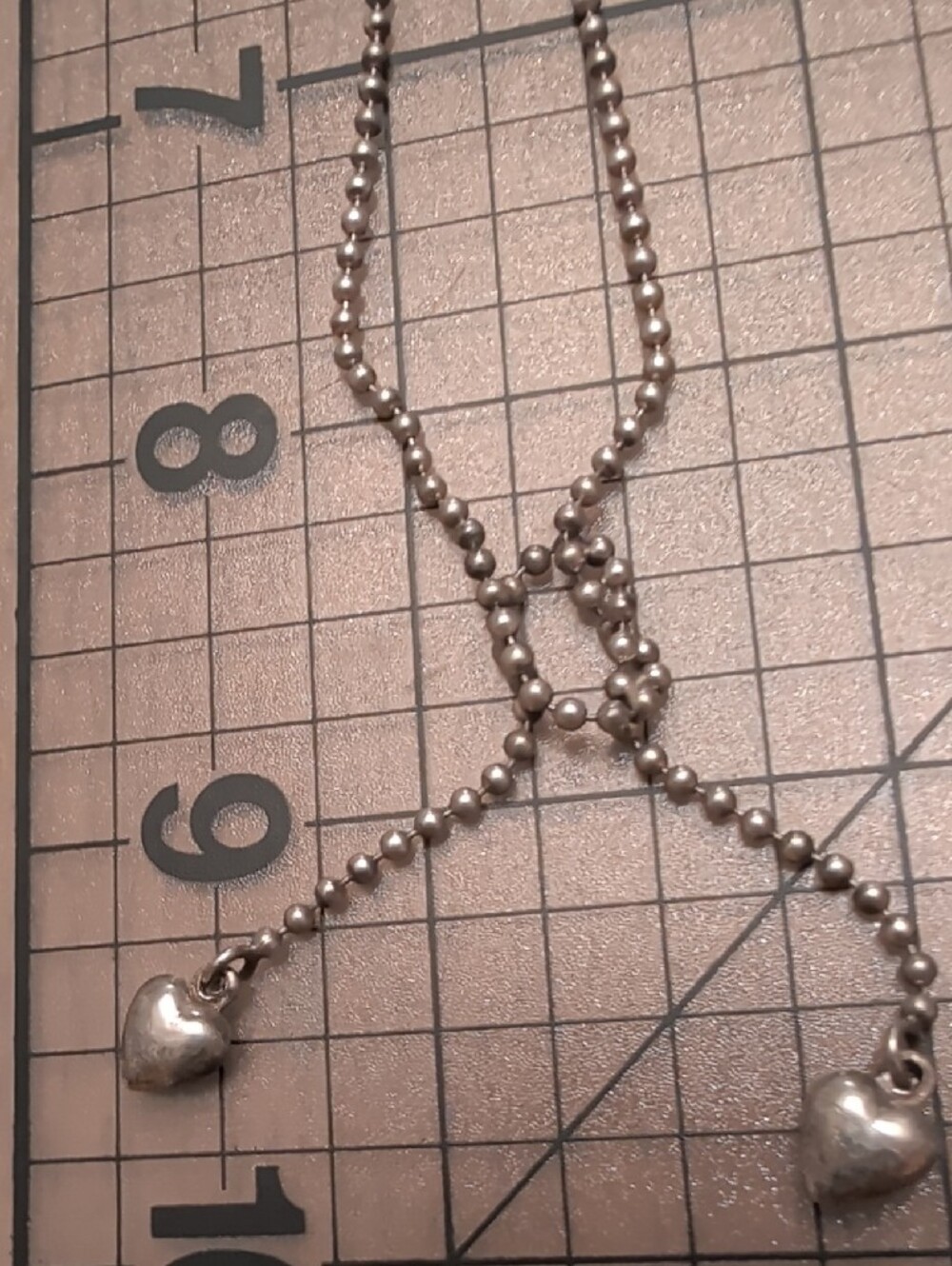 Sterling Silver Ball Chain Heart Necklace - Picture 6 of 7